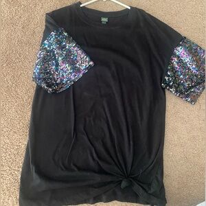 Sequin Sleeved Tee